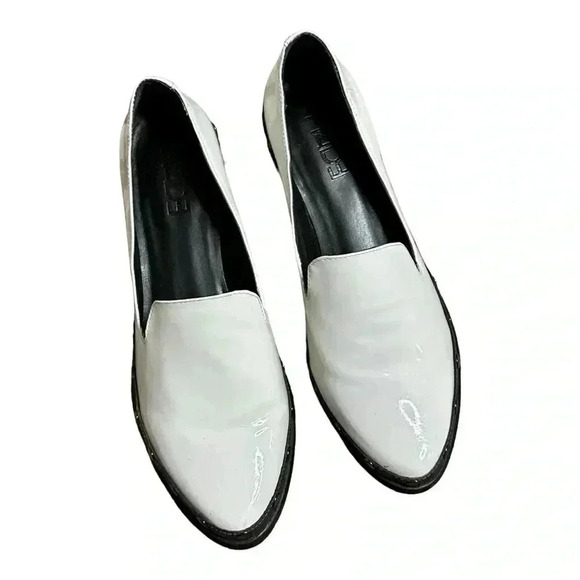 Anthropologie M4de White Patent Leather Loafers Size 7 - Picture 2 of 6